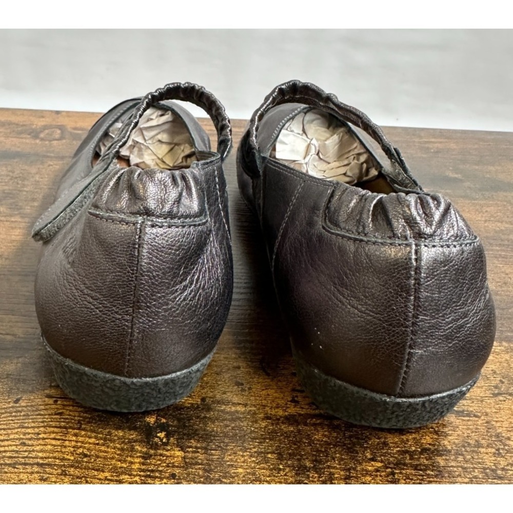 Taos Mary Jane Flats Metallic Leather Comfort Shoe Sz 39 US 8 8.5 Office Travel - Picture 10 of 13